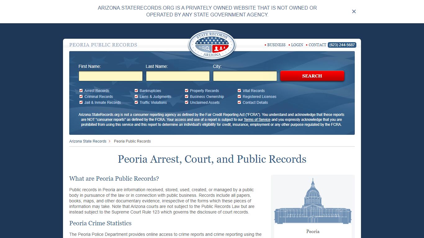 Peoria Arrest and Public Records | Arizona.StateRecords.org